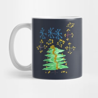 Christmas Tree with snowflakes and fireworks Mug